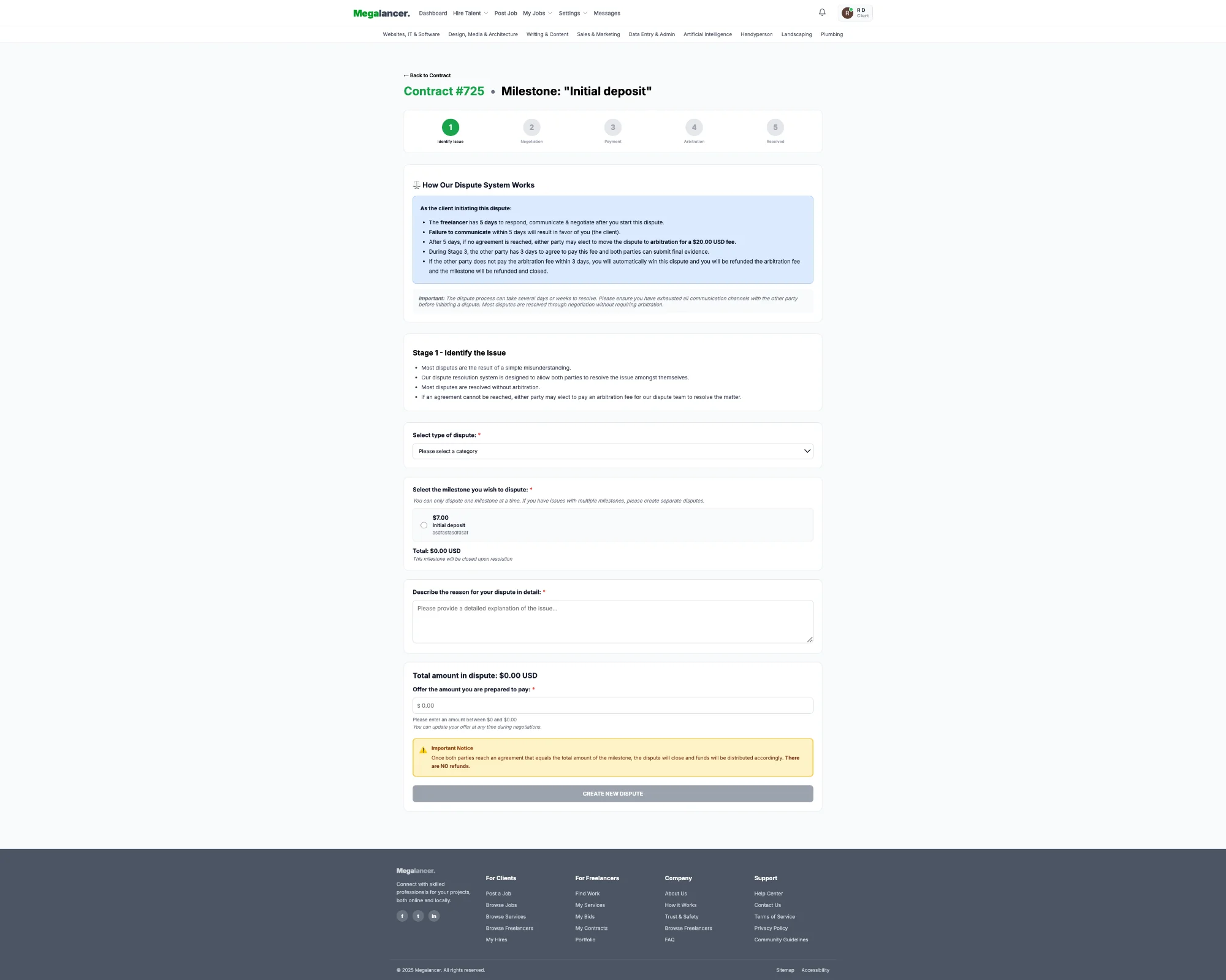 Dispute Stage 1 Client